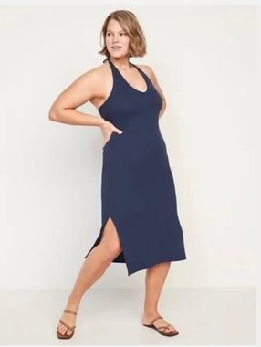 NWT OLD NAVY Womens Plus Size Midnight Blue Halter Maxi Dress